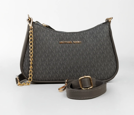 OLVYA Monogram Curve Chain Bag Gray