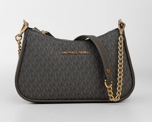 OLVYA Monogram Curve Chain Bag Gray