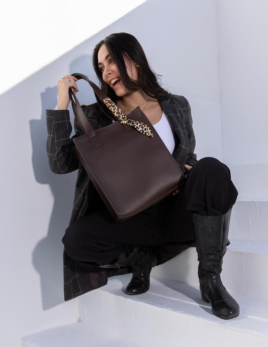 OLVYA Zip Tote - Dark Brown